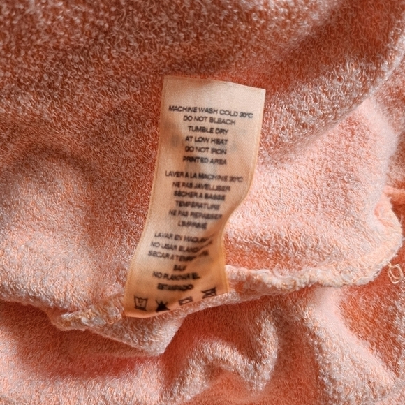 New Sundry Double Heart Crewneck Neon Orange Pullover Sweatshirt NWT 1/Small - Picture 8 of 8